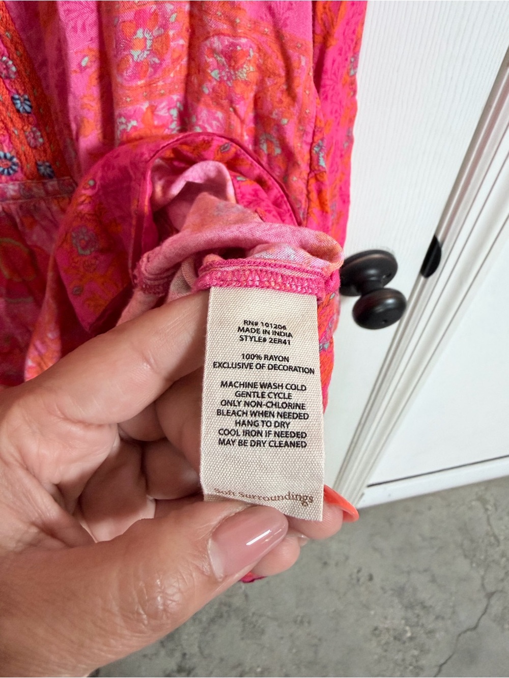 Soft Surroundings Pink Paisley Embroidered Boho Tunic, Boho, Size XL, - Picture 7 of 7